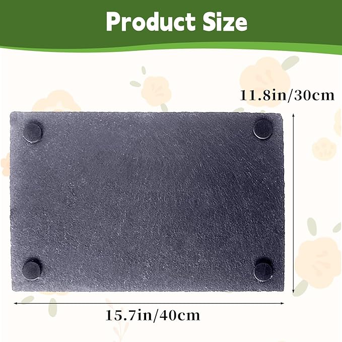 kathson 2 PCS Reptile Basking Platform (15.7 x 11.8 inches), Natural Rock Plate Turtle Food Bowl Feeding Dish Resting Terrace Habitat Decor for Tortoise Turtle Lizard Bearded Dragon Crested Gecko