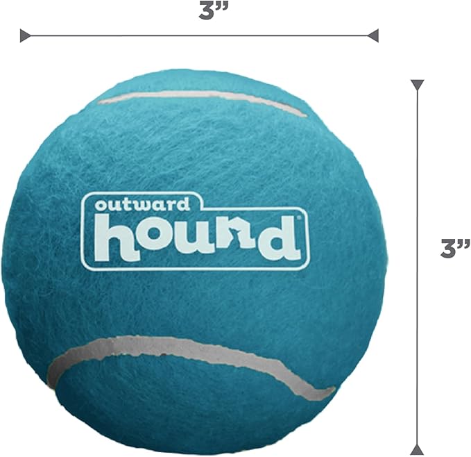 Outward Hound Squeaker Ballz – Squeaky Tennis Balls for Dogs 50 lbs and Over, Interactive Dog Toy for Fetch & Training, Large (3"), 4-Pack