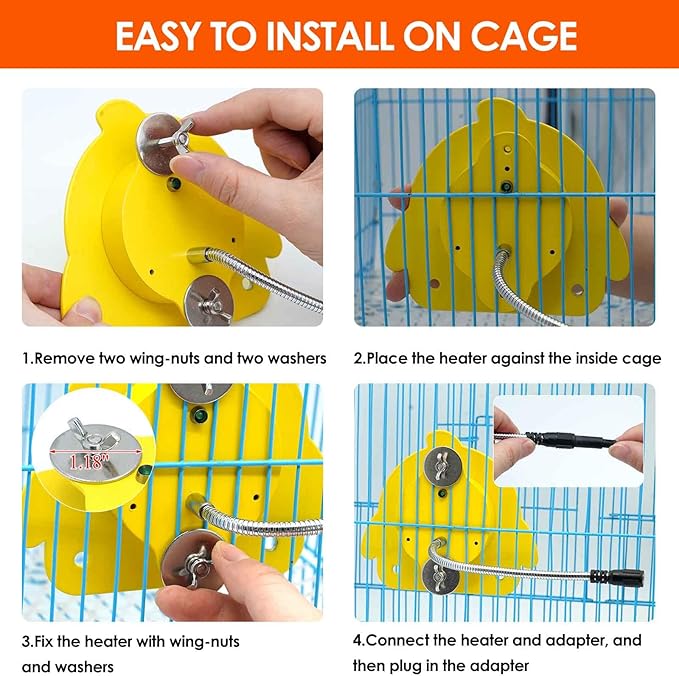 Bird Cage Heater for Cockatiels Parrots Conure Finches Parakeets Heater Snuggle Up Bird Warmer 12V 18W, Size 5.3" x 4.7"