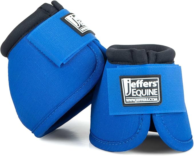 Jeffers Equine No Turn Bell Boots for Horses - Blue, Medium | Shock Absorbing Hoof Protection | Secure Double Hook & Loop Closure, Perfect for Travel, Turnout, Training, & Riding - 1 Pair