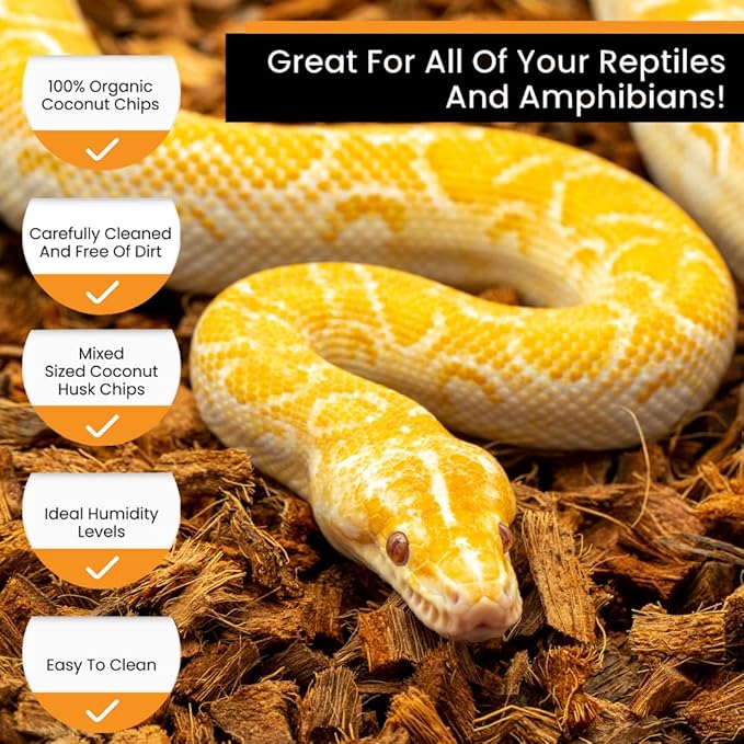 ReptiChip Reptile Bedding Loose Coconut Chip 36 Quart 2 Pack Coco Husk Substrate Mulch for Snake Habitat, Ball Python Terrarium, Turtle Tanks, Tortoise Enclosure