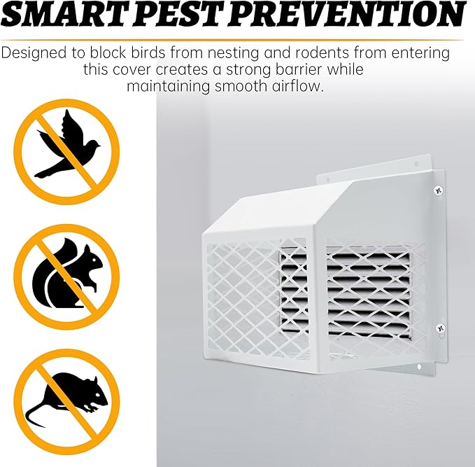 Universal Dryer Exhaust Guard Vent Cover Outside, 7"x7"x5" Heavy Futy Ventilation Bird Cage to Prevents Birds and Rodents from Entering Exhaust for Most 3" to 4" Bathroom Exhaust Ventilation Fan