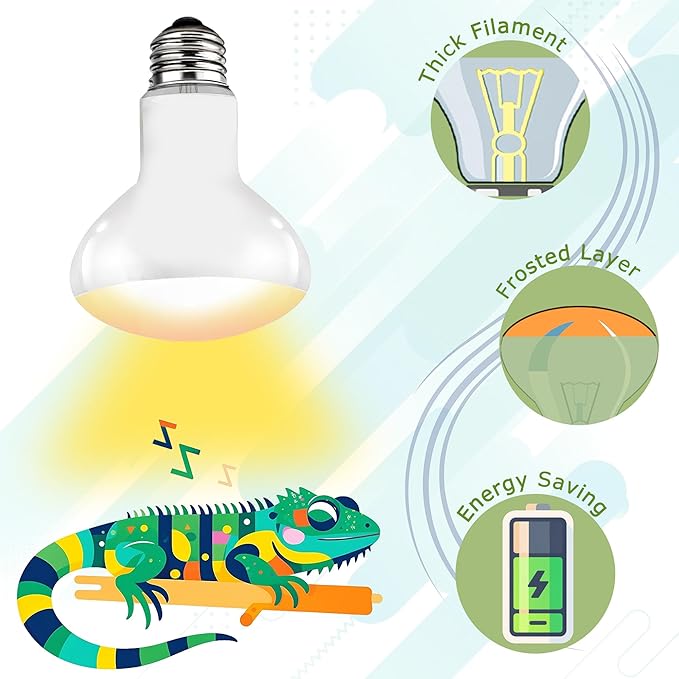 UVA Reptile Heat Lamp Bulb 75W - Ideal Basking Light for Bearded Dragons, Lizards, Chicks & Amphibians, Simulated Sunlight for Terrariums, Promotes Healthy Bone & Immune System | 2 Pack