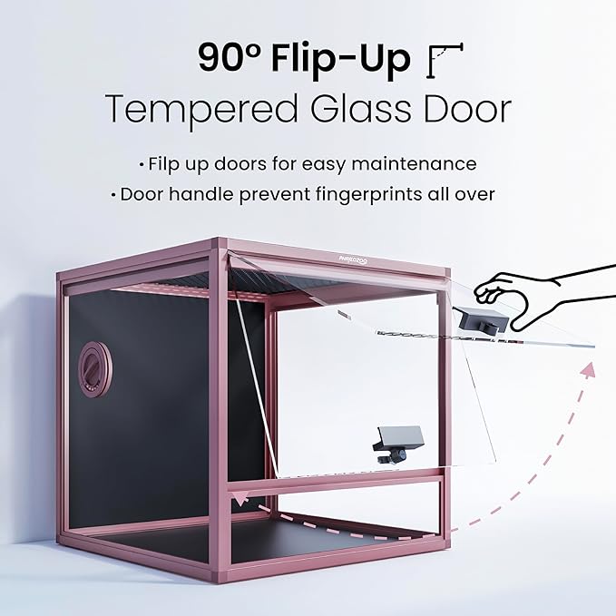 MagicCube 18'' x 18'' x 18'' Reptile Terrarium with Lock, 24 Gallon Reptile Tank with Flip-Up Tempered Glass Door, Top Screen Ventilation for Leopard Gecko, Lizards