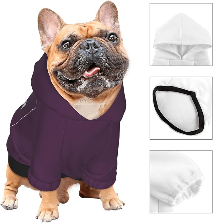 Personalized Chihuahua Dog Hoodie, Custom Pet Warm Sweatshirt Costume with Name Number Photo, Customize ID Clothes for Pupppy Kitten Dogs Cats, PlumPurple, XXS