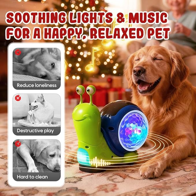 Luminous Electric Snail Toy,Glowing and Music Playing Crawling Snail Toys,Christmas Interactive Gifts for Dogs Cats (Light Brown/1pcs)