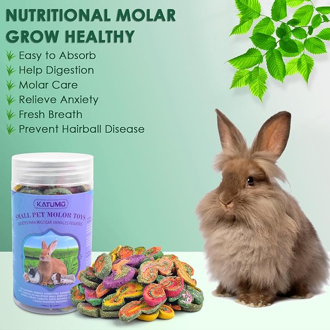 KATUMO Rabbit Chew Toys, Timothy Grass Treats Small Animal Molar Toys for Guinea Pig Hamster Bunny Chinchilla Gerbil, 150g / 5oz
