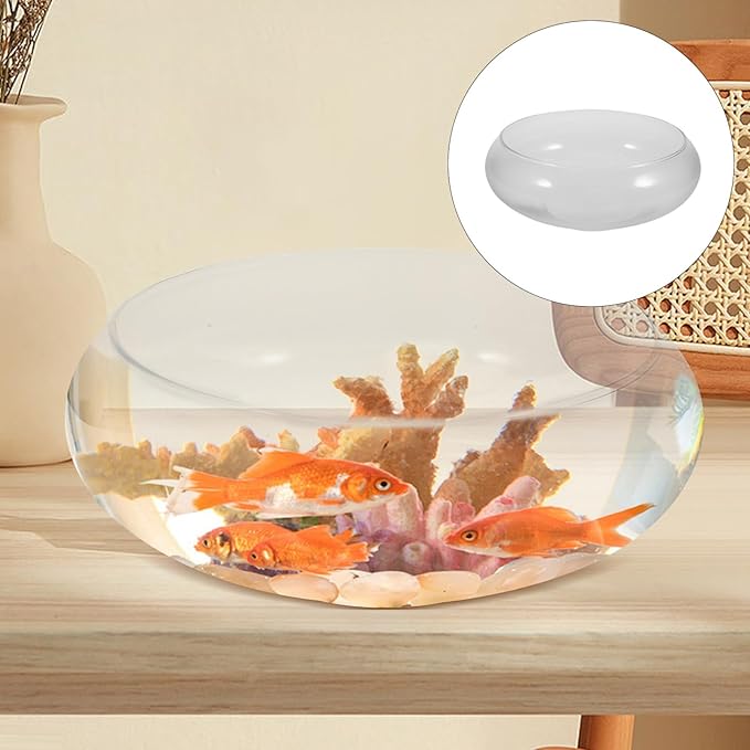 DOITOOL Glass Fish Bowl Clear Round Shallow Aquarium Planter Hydroponic Vase Wide Mouth Fishbowl Planters for Desktop Aquatic Plants and Small Fish Tank