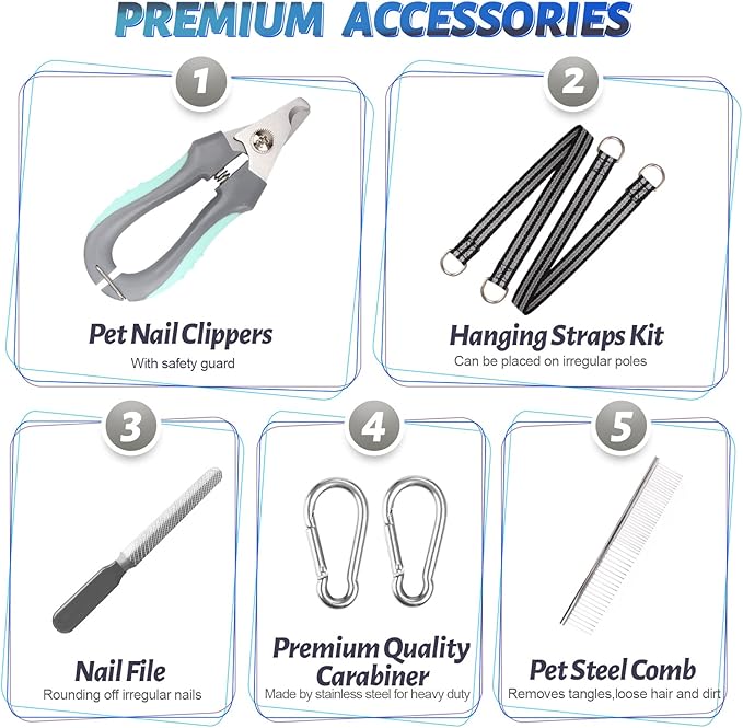 Dog Grooming Hammock Harness for Nail Trimming (L 50lb), Dog Sling Holder Hanger for Clipping Nails