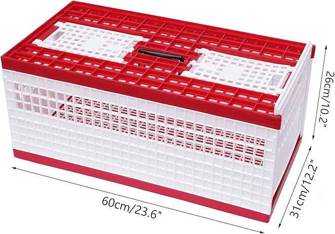 Racing Pigeon Carrier Box, Plastic Transportation Pigeon Cage, Folding Pigeon Training Release Cage with 2 Side Doors + 2 Top Department
