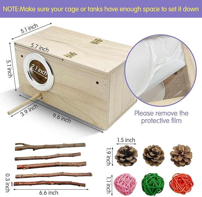 Hamiledyi Wooden Hamster House Hideout Small Animals House Habitat with Chew Toys Hideaway House Hamster Cage Accessories for Syrian Dwarf Hamster Mice Gerbils
