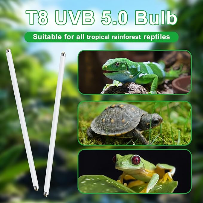LUCKY HERP T8 15W UVB 5.0 Reptile Light, 18inch UVA UVB Reptile Light Bulb 2 Pack, Fluorescent Lamp for Reptiles Amphibians Lizards Chameleons