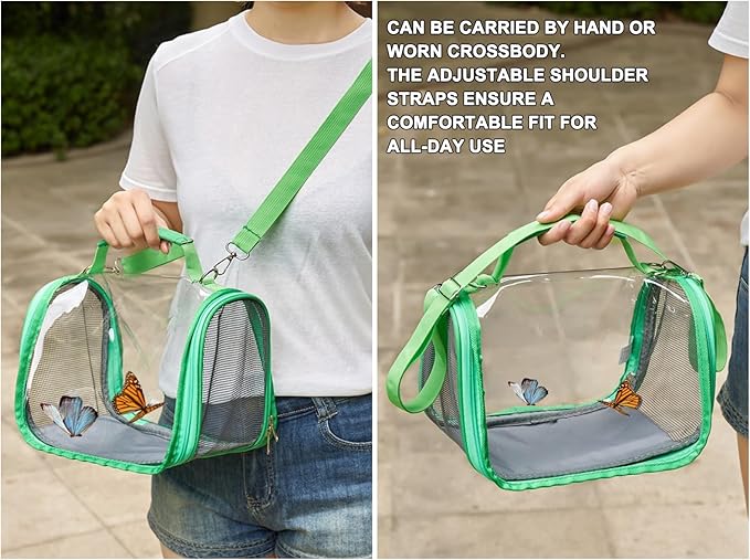 Portable Small Pet Carrier Bag – Travel Bird Cage for Parrots, Parakeets, Cockatiels, Hamsters, Lizard and Vet Visit with Shoulder Straps & Side Access (Excludes tray and stand, Green, 10.2*7.5*7.6in)