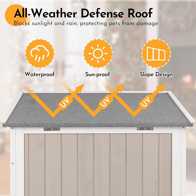Insulated Outdoor Cat House,Wooden Cat House Weatherproof with All-Round Foam Insulation, 2 Doors, Feral Cats Shelter for Winter, 30.7''x21.6''x25.6''