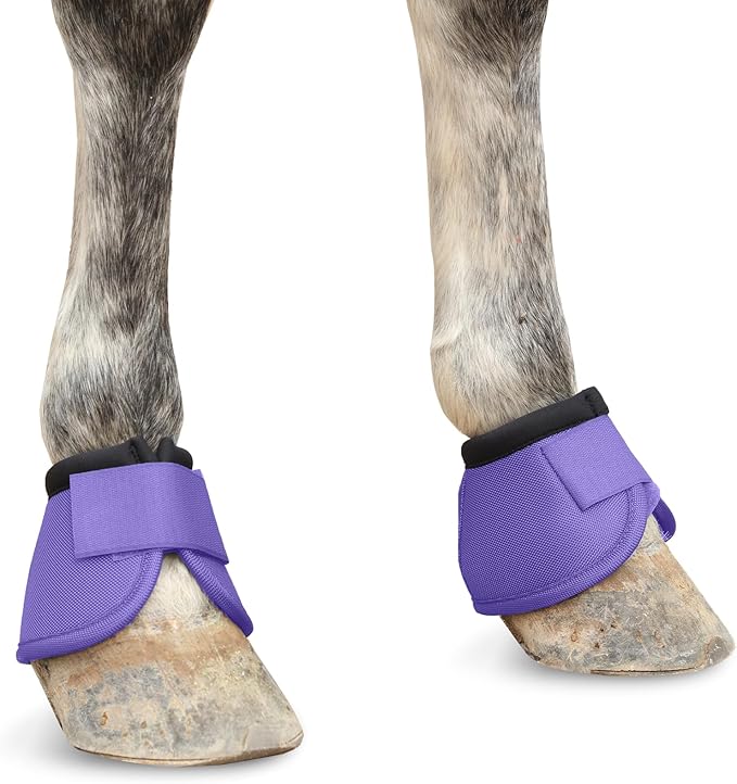 Equine Ballistic Overreach Bell Boots - No-Turn Boots for Horses, Horse Hoof Protection (Sold in Pairs) Purple Large