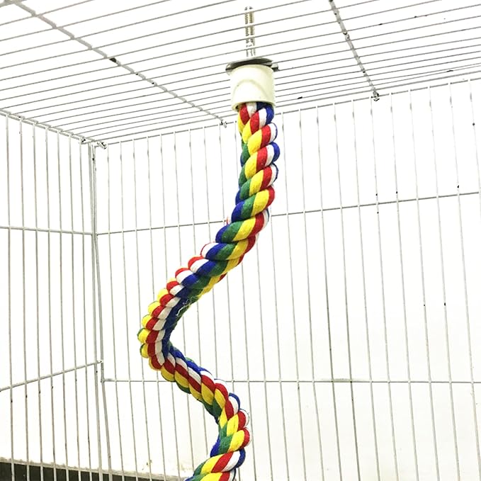31.5-Inch × 0.8-Inch Diameter Nipple Style Bird Rope Perch, Bird cage Accessories, Rope perches for Conures,Parrots,Cockatiel,Lovebird,Budgerigar,Parakeet perches Birds Standing Pole