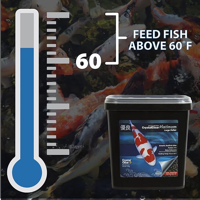 CrystalClear Platinum Fish Food, Premium Floating Pellets for Koi & Goldfish – Boost Growth, Color, and Wellness in Backyard Ponds & Water Gardens, 5mm Pellets, 2.2 Lbs