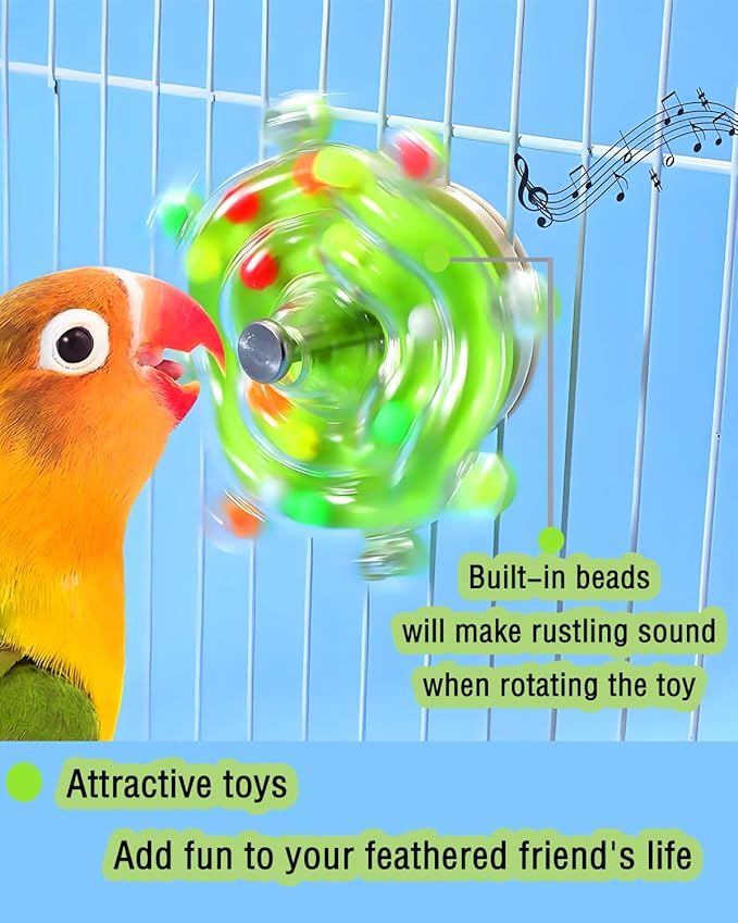 Conure Toys, 3PCS Upgraded Bird Rotating Toys Parrot Spinning Toys Parakeet Rattle Toys for Small-Medium Parrots