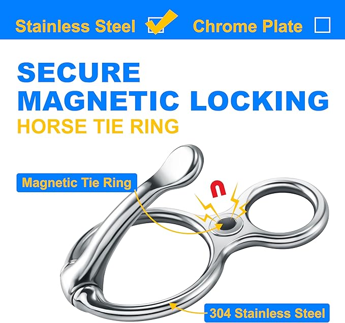Quick Release Horse Tie Ring, Magnetic Safety Tie Ring for Horses, Heavy-Duty Training Equipment for Trailers and Barns