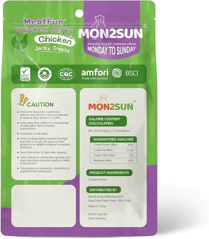 MON2SUN Dog Treats Chicken Jerky, Single-Ingredient, Rawhide-Free, High Protein, Low Fat, Training Treats for Small to Large Dogs, 21.2 oz