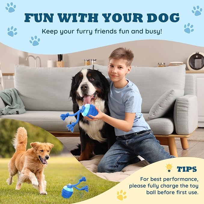 Interactive Dog Toys - 2026 Upgraded Motion Activated Balls for Medium/Large Dogs, Automatic Moving Dogs Toy Wicked Ball for Boredom, Interactive Dog Ball to Keep Them Busy(Blue)