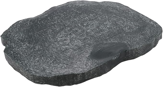 HEEPDD Reptile Bowl, Resin Rock Reptile Food and Water Feeder Pet Aquarium Ornament Terrarium Dish Plate for Tortoise Lizard (Dark Green M)