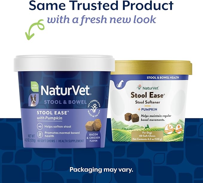 NaturVet – Stool Ease for Dogs – 40 Soft Chews – Helps Maintain Regular Bowel Movements – Enhanced with Sugar Beet Pulp, Flaxseed & Psyllium Husk – 40 Day Supply