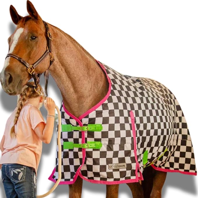 Jeffers Expression 1200 Denier Standard Neck Turnout Sheet, Skater Cowgirl, 66"- Waterproof, Breathable Horse Sheet with 0g Polyfill, No Insulation - Ideal Protection for Wind & Rain, Light Weight