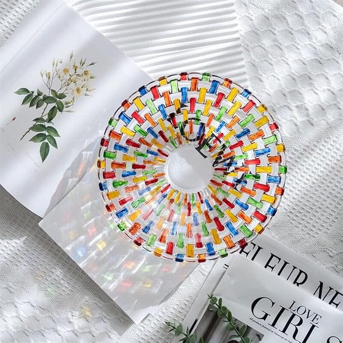 MAGCOLOR Hand Painted Colorful Woven Glass Crystal Salad & Fruit Bowl Decoration,Centerpiece For Home,Office,Wedding Decor, Fruit, Snack, Dessert, Server