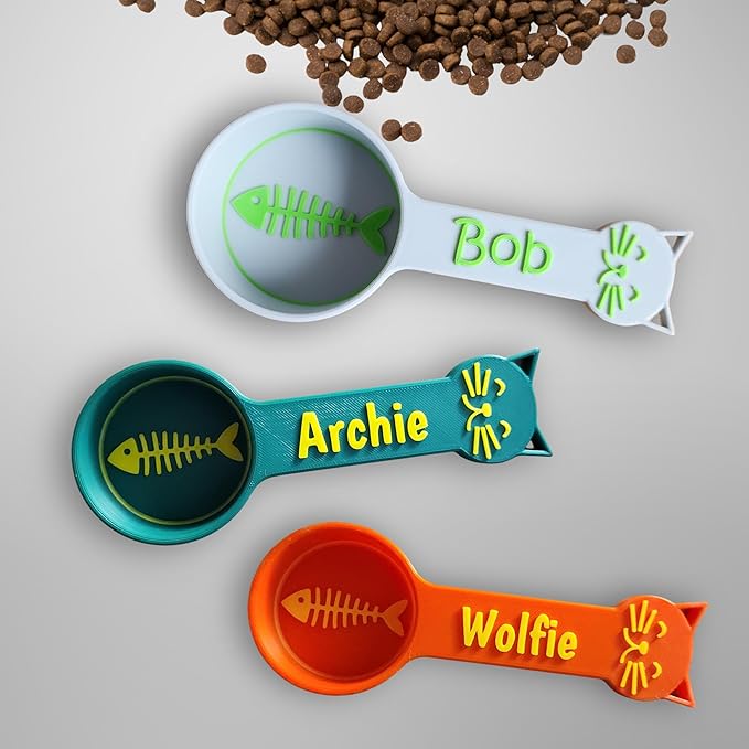 Personalized Cat Food Scoop, Cat Food Measuring Cup with Name, Kibble Scoop (0.5 oz - 1/16 cup)