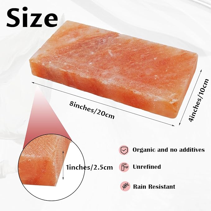 kathson Himalayan Salt Block for Horses,Pack of 2 (8 x 4 x1 Inche) Natural Mineral Salt Block with Vital Minerals Animal Licking Salt Brick for Deer Cattle Sheep and Other Livestock