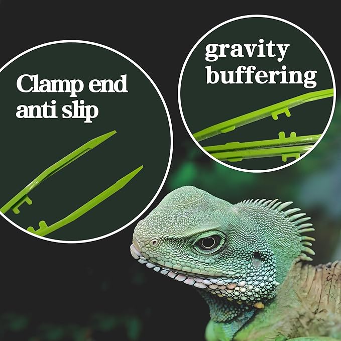 4-Pack Reptile Feeding Tongs Set - Hygienic Anti-Slip Green Tweezers for Bearded Dragons, Lizards, Snakes, Aquariums & Small Animals