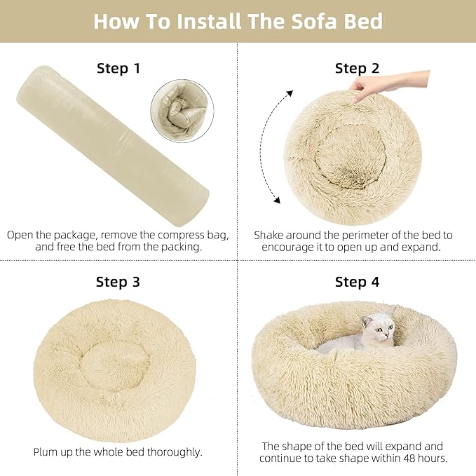 Nisrada Cat Beds for Indoor Cats,20 Inch Dog Bed for Small Melium Large Dogs, Washable-Round Pet Bed for Puppy and Kitten with Slip-Resistant Bottom