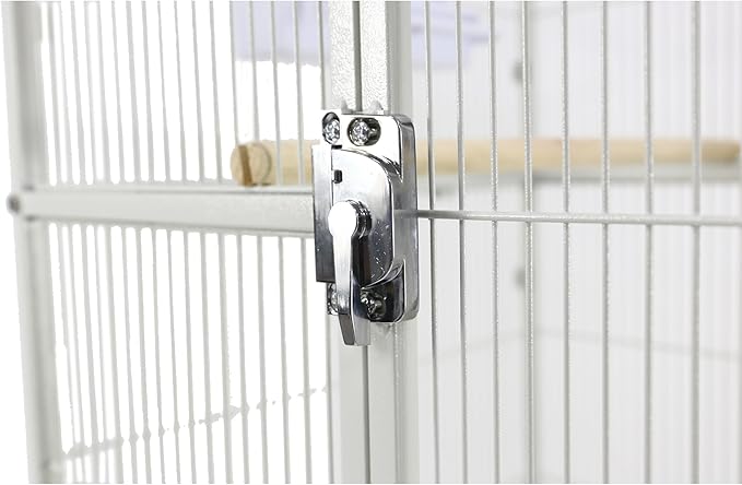 Extra Large Tall Wrought Iron Tight Bar Spacing Breeding Flight Canary Parakeet Cockatiel Lovebird Finch Metal Cage Side Nesting Box Doors with Removable Rolling Stand