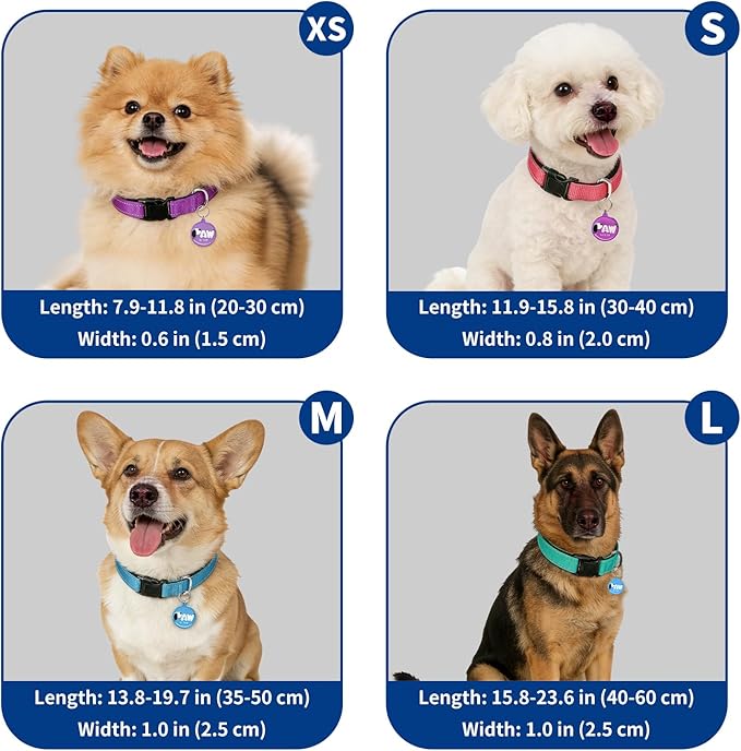 Reflective Dog Collar for Extra Small Dogs with Dog Tags Personalized & Quick Release Buckle, Adjustable and Comfortable Nylon Pet Collar, Mint Green