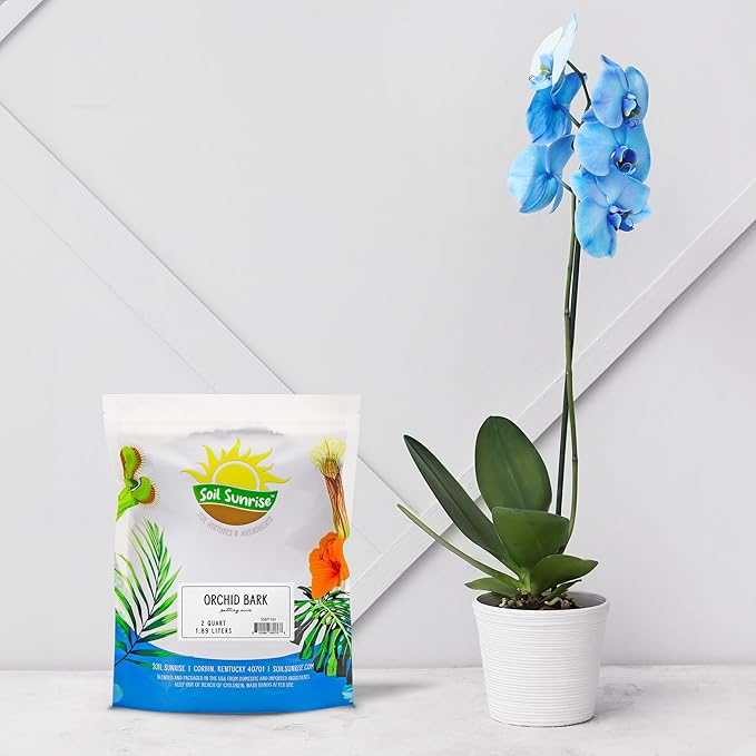 Soil Sunrise 100% Organic Orchid Potting Bark (2 Quarts) All-Natural USA-Sourced Pine Bark Orchid Mix Additive