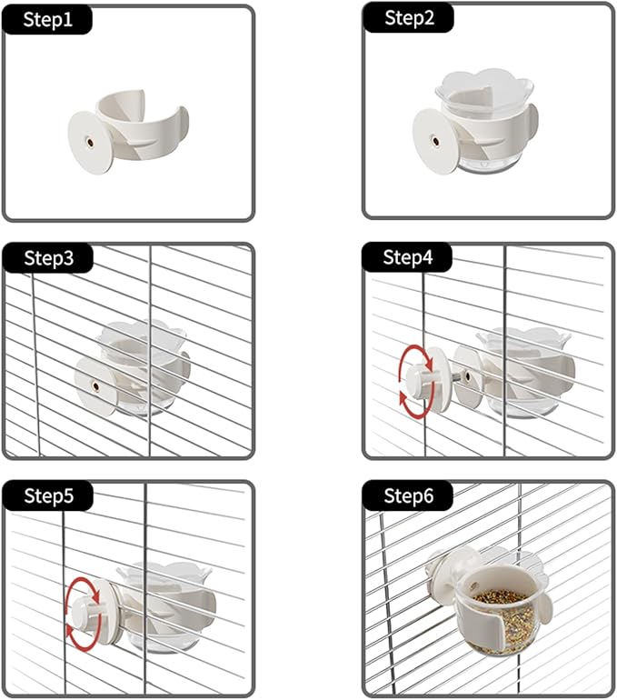 2pcs/4pcs PET Bird Bowls with Clamp, Bird Cage Feeder, Durable Water Bowl, Feeding Cups, Water Feeder for Cockatiel, Parakeet, Macaw, Finches, Lovebirds, Small Animals Gray (Gray, 4pcs)
