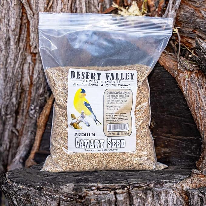 Desert Valley Canary Seed, All Natural, Non-GMO Premium Wild Bird Food for Canaries, Finch, Song Birds, Dove and More (3 Pounds)