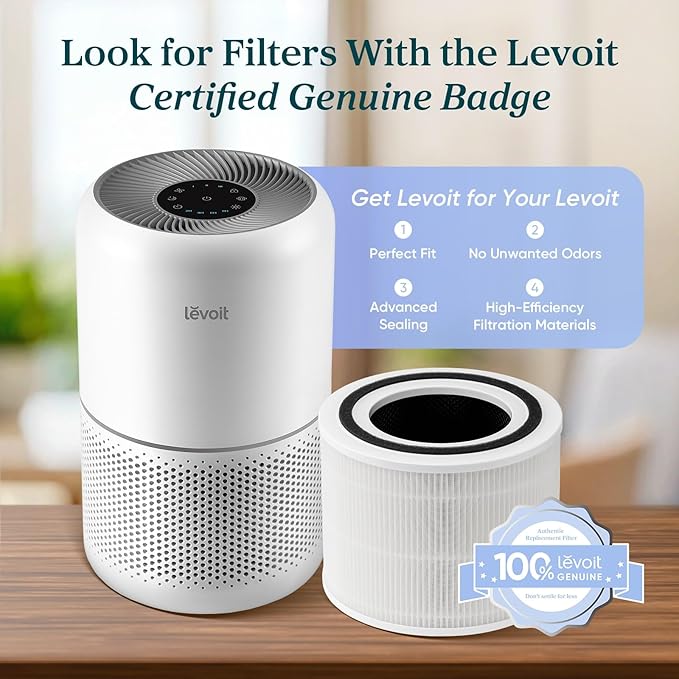 LEVOIT Air Purifier for Home Allergens Pets in Bedroom, Covers Up to 1073 ft² by 56W High Torque Motor, AHAM VERIFIDE, 3-in-1 Filter, HEPA Sleep Mode, Remove Dust Smoke Odor, Core300-P, White, 2 Pack
