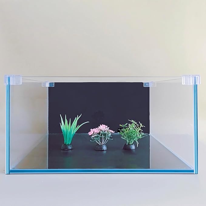 3.5 Gallon Fish Tank 30 * 30 * 15CM- Low Iron Glass Aquarium with Non-Slip Mat, Background Paper & Corner Protectors | Betta, Turtle, Shrimp Habitat Kit | Beginner Friendly Small Aquarium