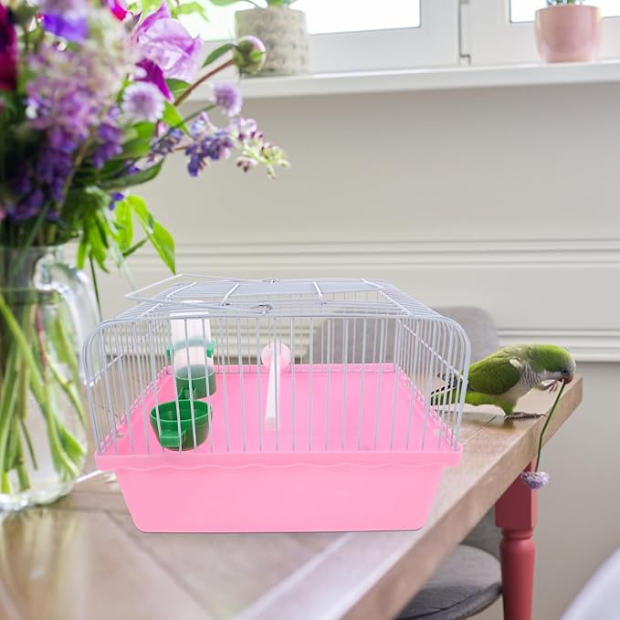 Kisangel Portable Bird Cage for Pets Spacious Travel Carrier Perch Food Box and Water Bottle for Lovebirds and Parrots for Outdoor Adventures