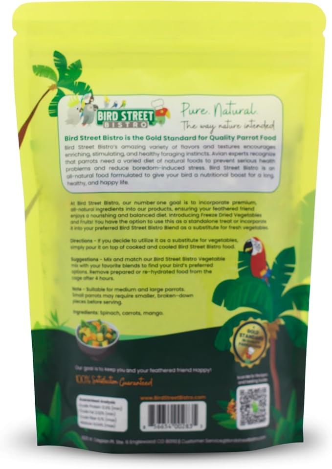 Bird Street Bistro Parrot Food - Parakeet & Cockatiel Food - Cooks in 3-15 min with Natural & Organic Grains, Legumes, Non-GMO Fruits, Vegetables & Health Spices