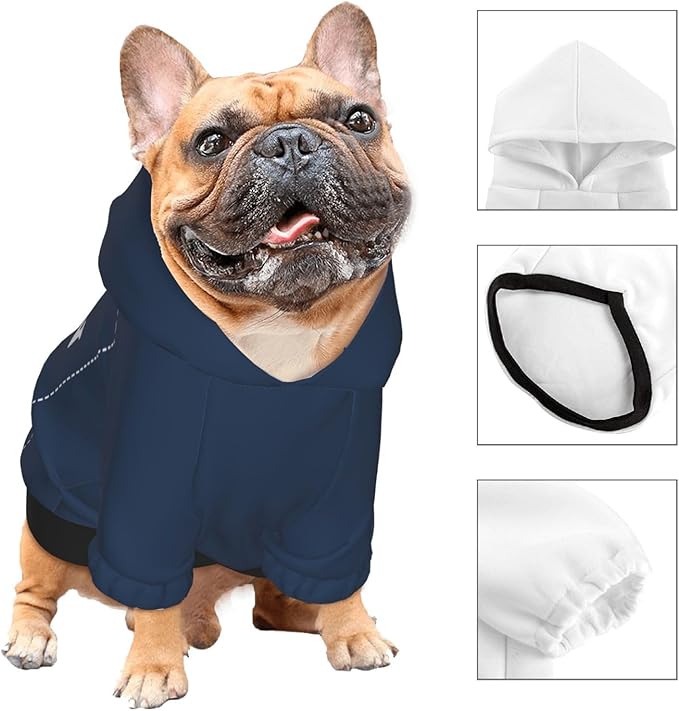 Dog Costume, Custom Dog Hoodie, Dog Name Costume Holiday Pet Pajamas Outfit, Personalized Pet Coat Costumes for Small Medium Large Dogs and Cats for Winter, Navy, XL