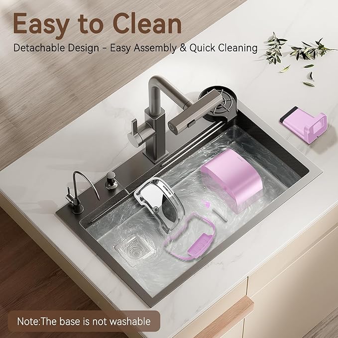Cat Water Fountain, 122oz/3.6L Pumpless Wireless Cat Fountain, Cordless Water Fountains for Cats Indoor, Dog Pet Water Fountain Battery Operated with Stainless Steel Tray (Pink, Fountain+2 Fliters)