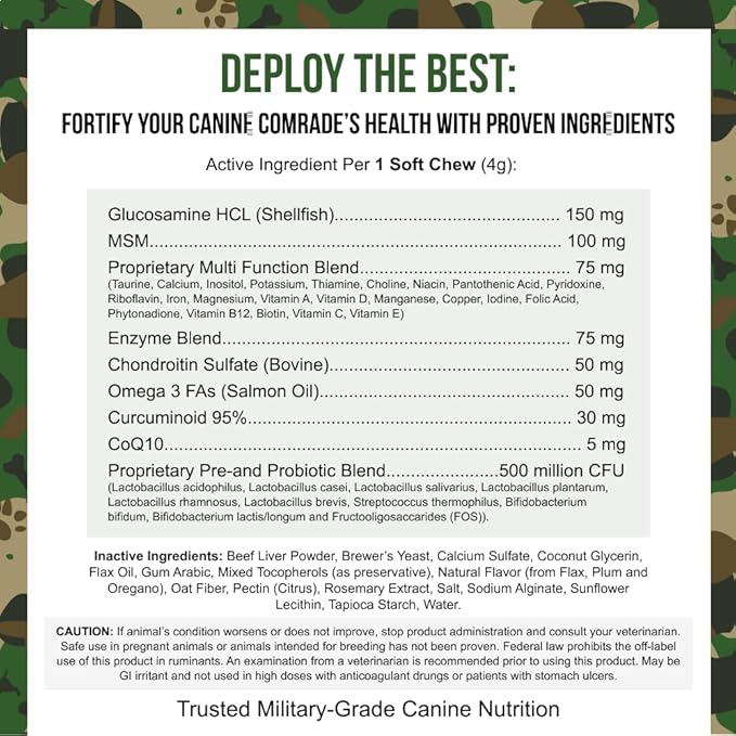 Operation Good Boy 10-in-1 Multivitamin Supplement for Dogs, Glucosamine, Probiotics, Omegas, Enzymes, & Vitamins – 90 Soft Treats, Natural Ingredients, Veteran Owned, Beef Flavored