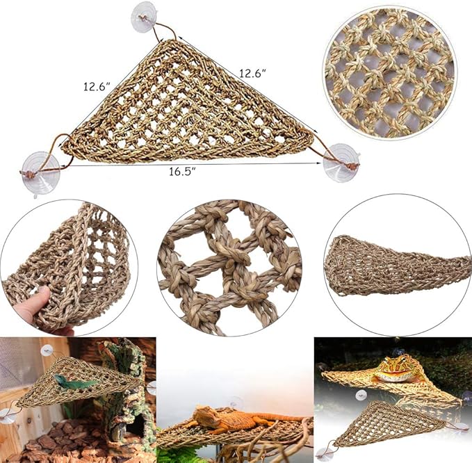 Hamiledyi Bearded Dragon Tank Accessories Lizard Large Hammock Jungle Climber Vines Flexible Leaves Bendable Vine Artificial Branch Habitat Reptile Decor for Chameleon, Lizards,Gecko,Snakes