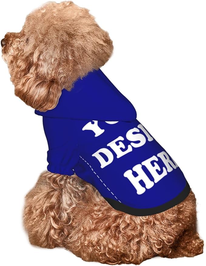 Personalized Dog Hoodie, Custom Dog Costumes for Small Dogs, Holiday Happy Dog Clothes Football Pet Shirt Sweater with Name Number for Girl/Boy Cats/Kitten, Blue, L