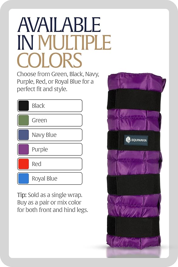 Equinavia Cool Relief Therapy Ice Boots Leg Wraps for Horses, Gel Pack with Adjustable Straps | 16.5" x 15.5" Single - Purple - Single - One Size