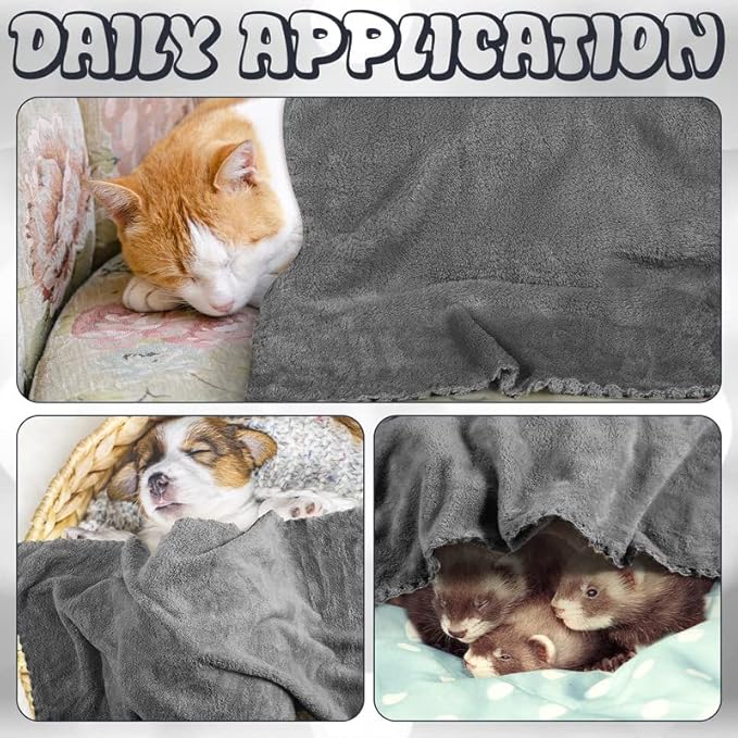 Newwiee 24 Pcs Guinea Pig Fleece Bedding Blankets Bulk Washable Small Animal Fleece Cage Liners Pet Wash Cloth Sleeping Mat Cover for Hamster Chinchilla Rabbit Hedgehog(13.8 x 29.5 Inch,Gray)