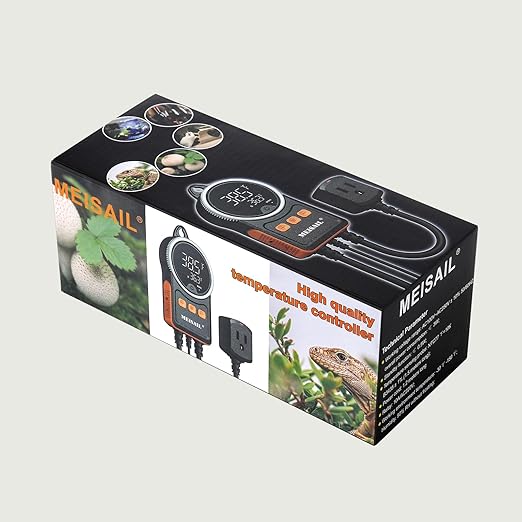 Temperature Controller can be Used for aquaculture, Plant mat Heating, Reptile Thermostat, with Load line Over-Temperature Protection and Dual Sensor auto-Safety Calibration